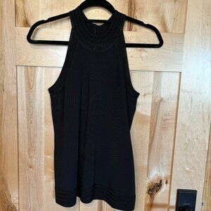 White House Black Market Crochet Trim Halter Top Black S 570290396